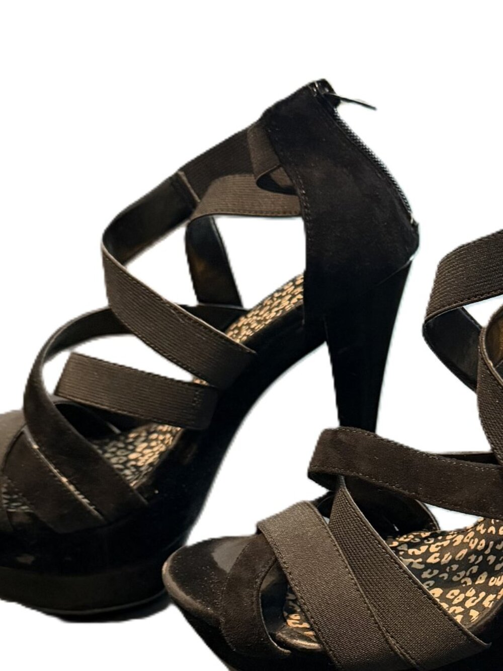 Jessica Simpson Black Strappy Cutout Platform Stiletto Pumps 8